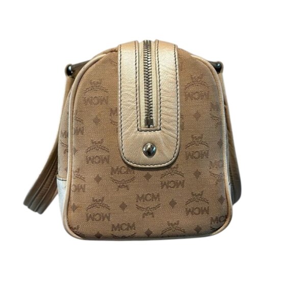 MCM Visetos Beige Leather Satchel Tote Handbag Purse Includes COA Vintage Logo - Picture 5 of 12